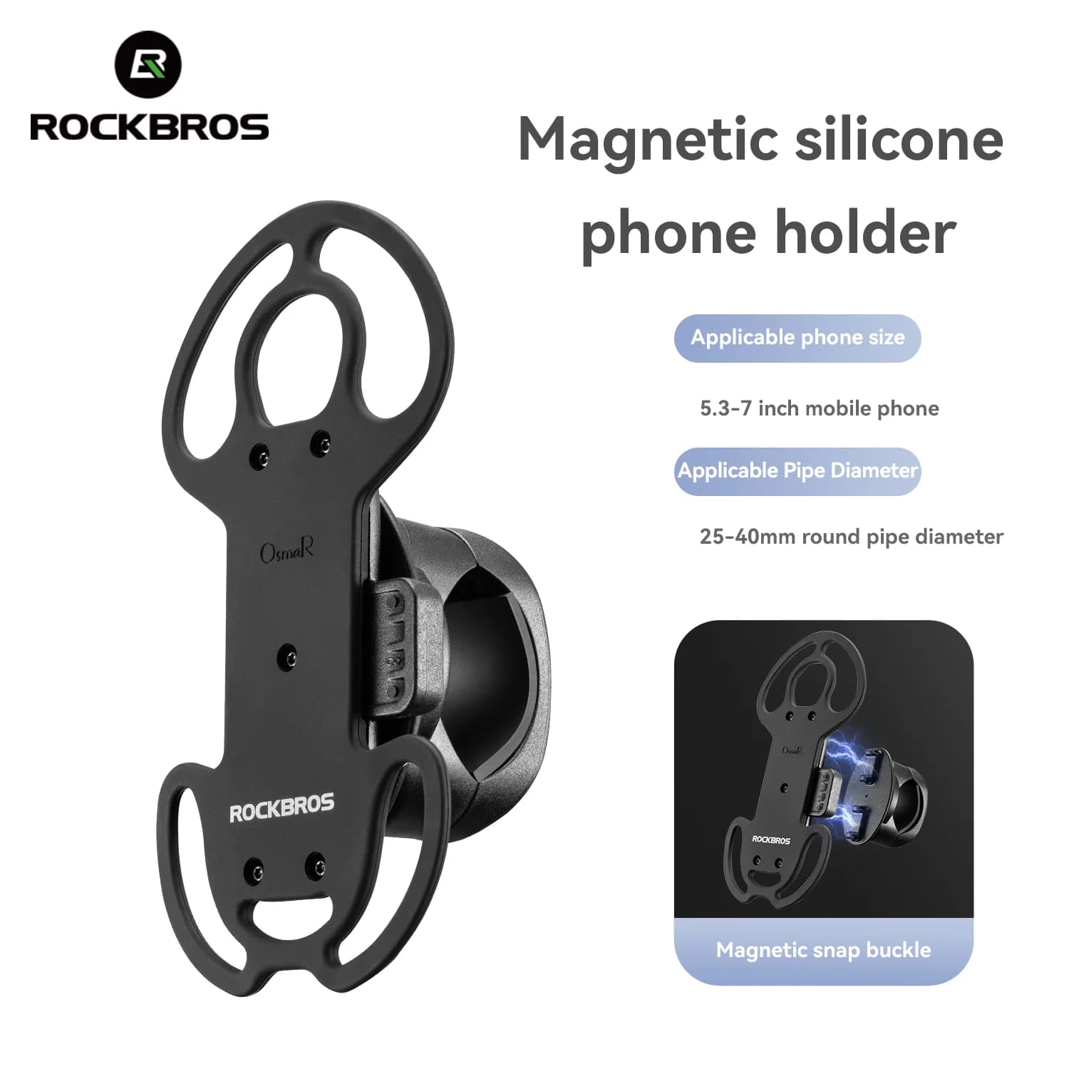 Magnetisk silikon sykkeltelefonholder med hurtigutløser